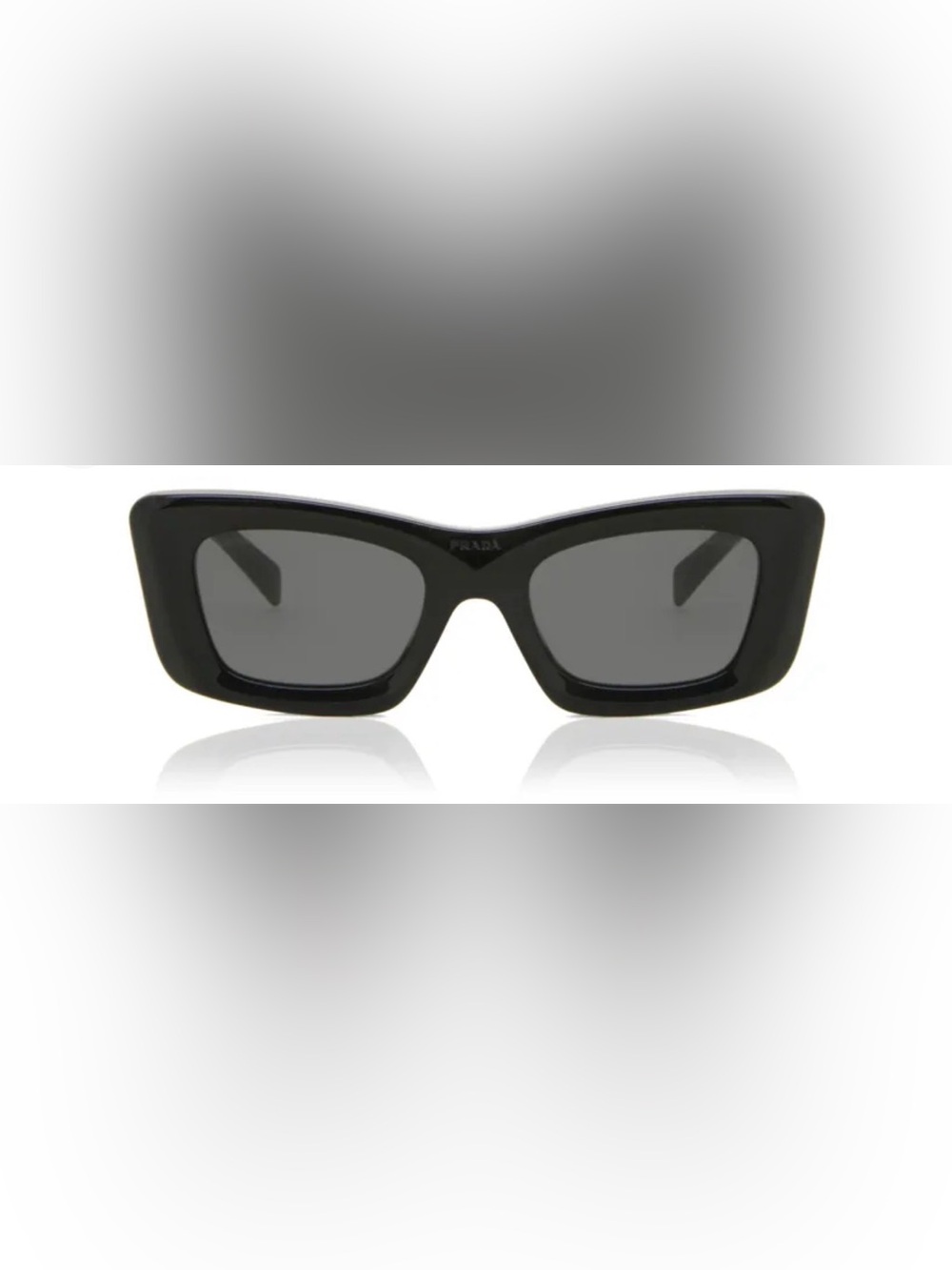 Prada Black Glossy Square Sunglasses with Dark Gray Lenses